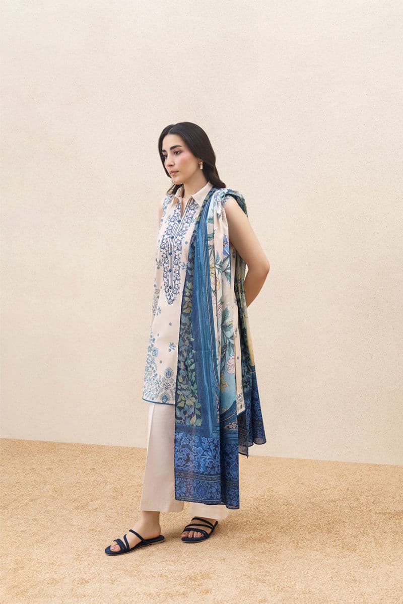 3 PIECE EMBROIDERED LAWN SUIT-PEARLY SERENE (UNSTITCHED) thumbnail