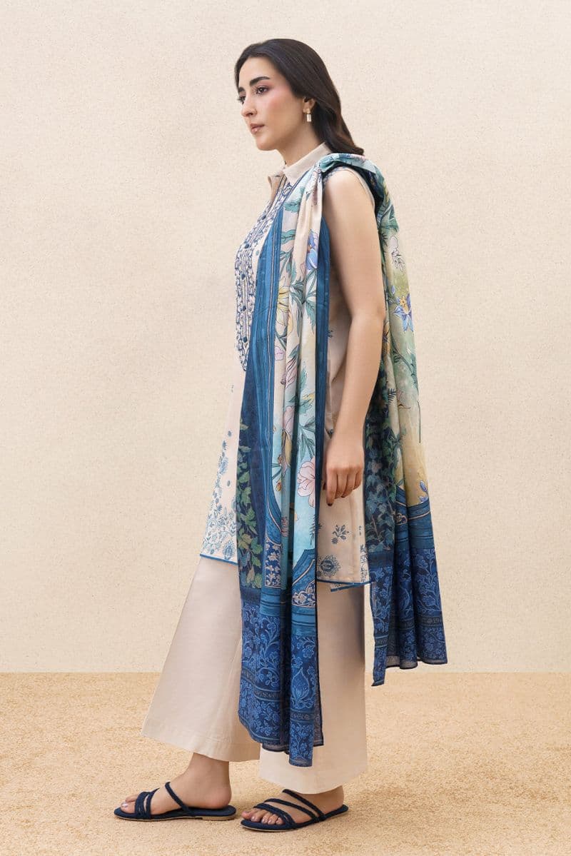 3 PIECE EMBROIDERED LAWN SUIT-PEARLY SERENE (UNSTITCHED) thumbnail