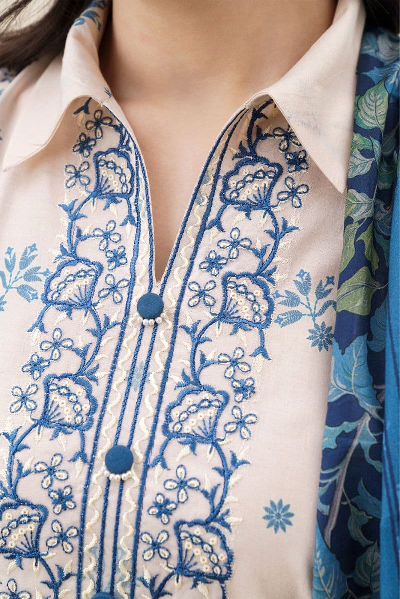 3 PIECE EMBROIDERED LAWN SUIT-PEARLY SERENE (UNSTITCHED) thumbnail
