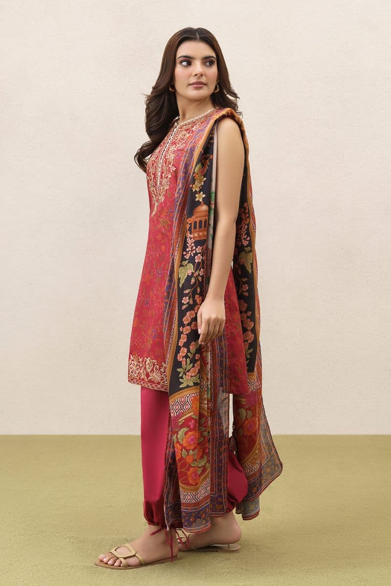 3 PIECE EMBROIDERED LAWN SUIT-SCARLET EMBER (UNSTITCHED) thumbnail