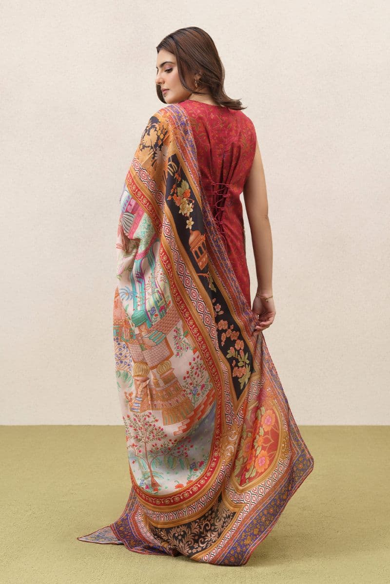 3 PIECE EMBROIDERED LAWN SUIT-SCARLET EMBER (UNSTITCHED) thumbnail