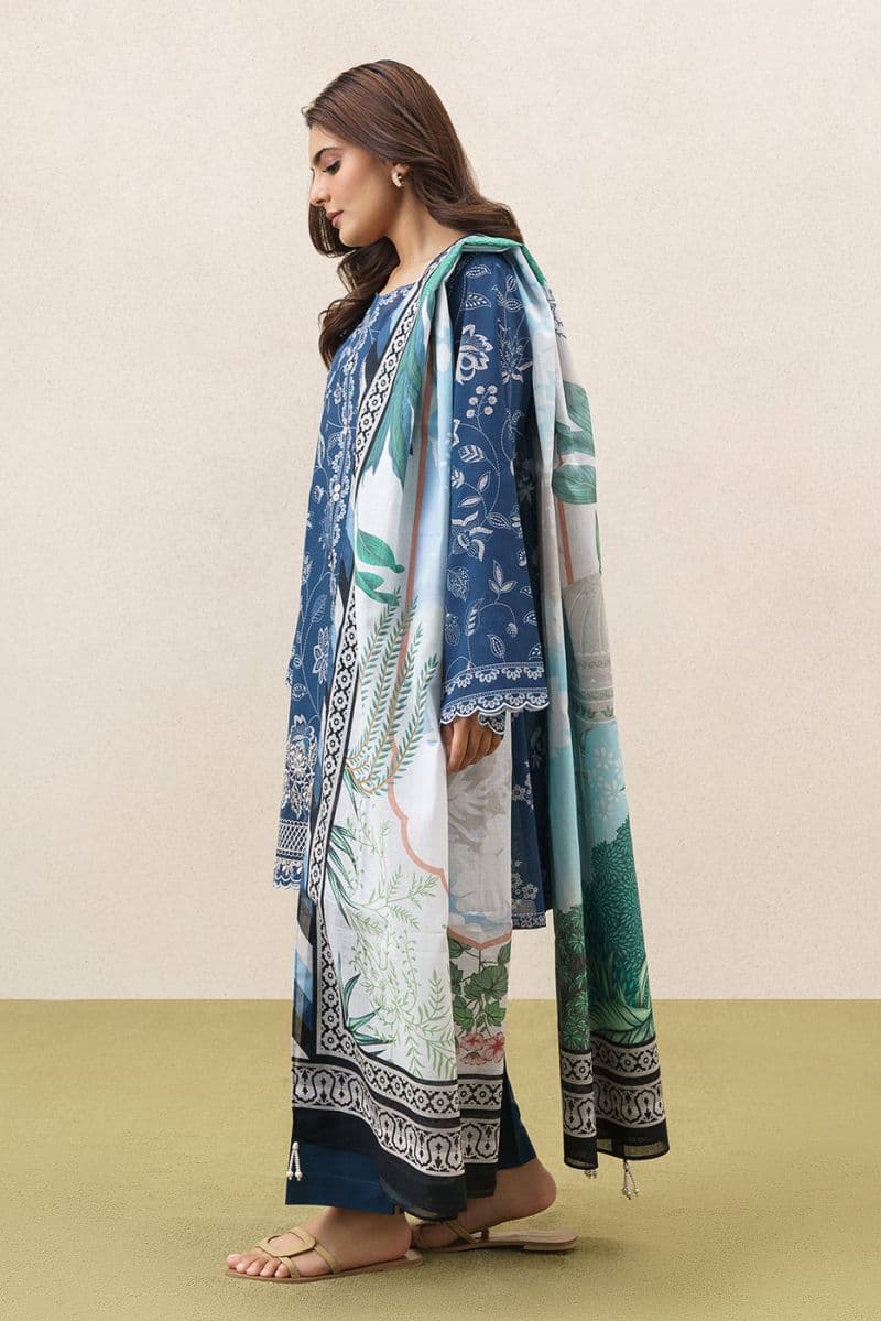 3 PIECE EMBROIDERED LAWN SUIT-MIDNIGHT AURA (UNSTITCHED) thumbnail