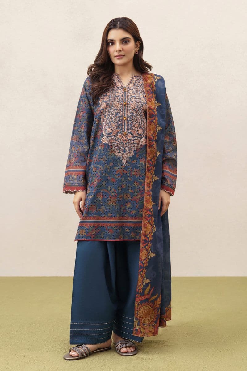 3 PIECE EMBROIDERED LAWN SUIT-FLORAL MEADOW (UNSTITCHED) thumbnail