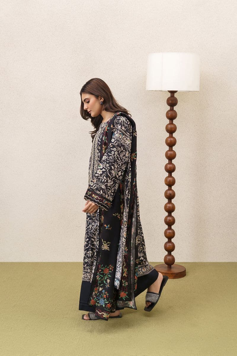 3 PIECE EMBROIDERED LAWN SUIT-FLORAL FOREST (UNSTITCHED) thumbnail