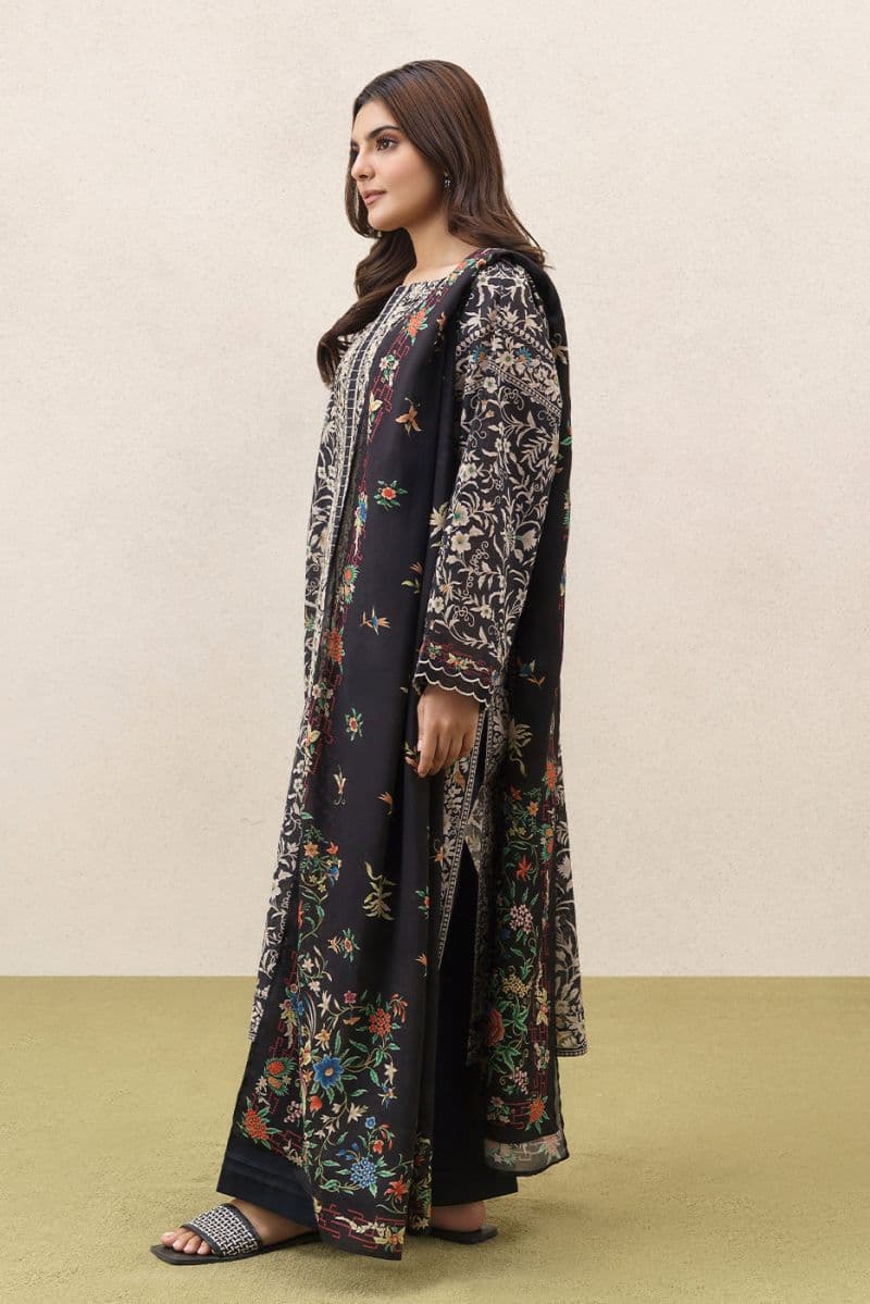3 PIECE EMBROIDERED LAWN SUIT-FLORAL FOREST (UNSTITCHED) thumbnail