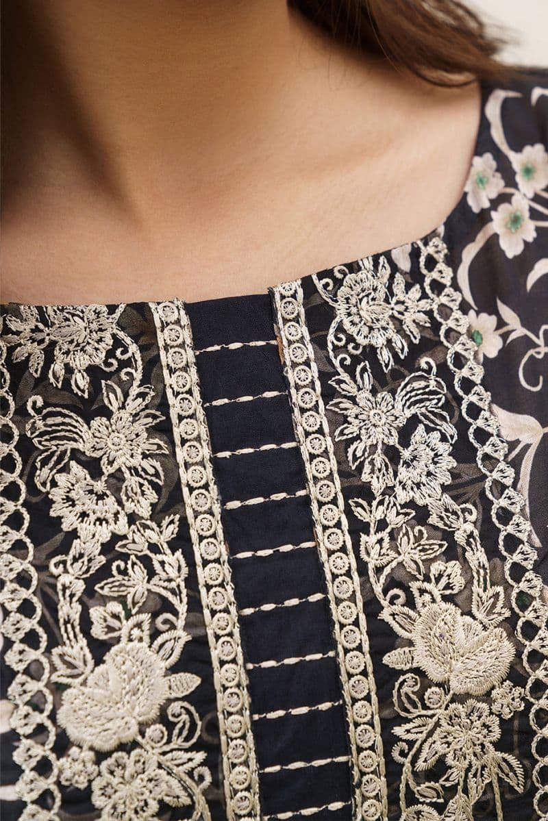 3 PIECE EMBROIDERED LAWN SUIT-FLORAL FOREST (UNSTITCHED) thumbnail