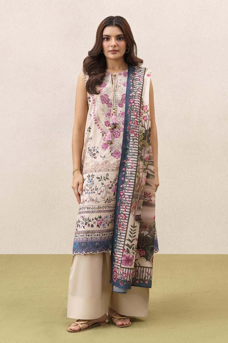 3 PIECE EMBROIDERED LAWN SUIT-ETHEREAL BLOOM (UNSTITCHED) - alternate view