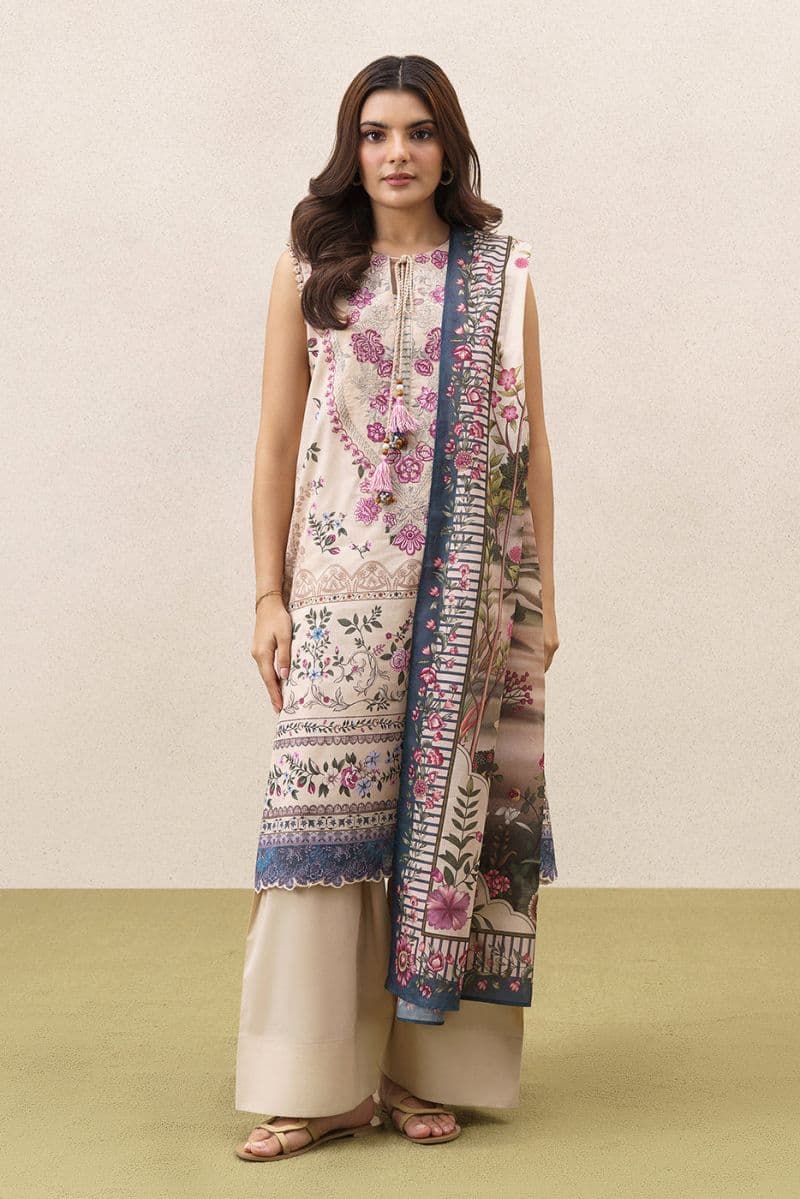 3 PIECE EMBROIDERED LAWN SUIT-ETHEREAL BLOOM (UNSTITCHED) thumbnail