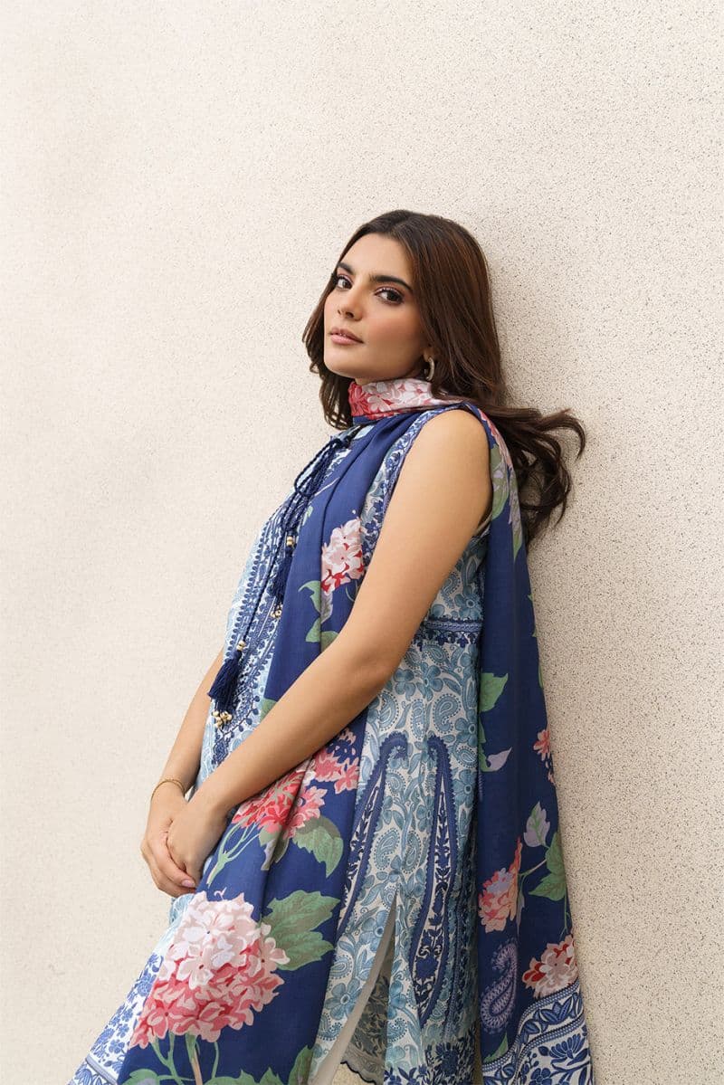 3 PIECE EMBROIDERED LAWN SUIT-AZURE DUSK (UNSTITCHED) thumbnail