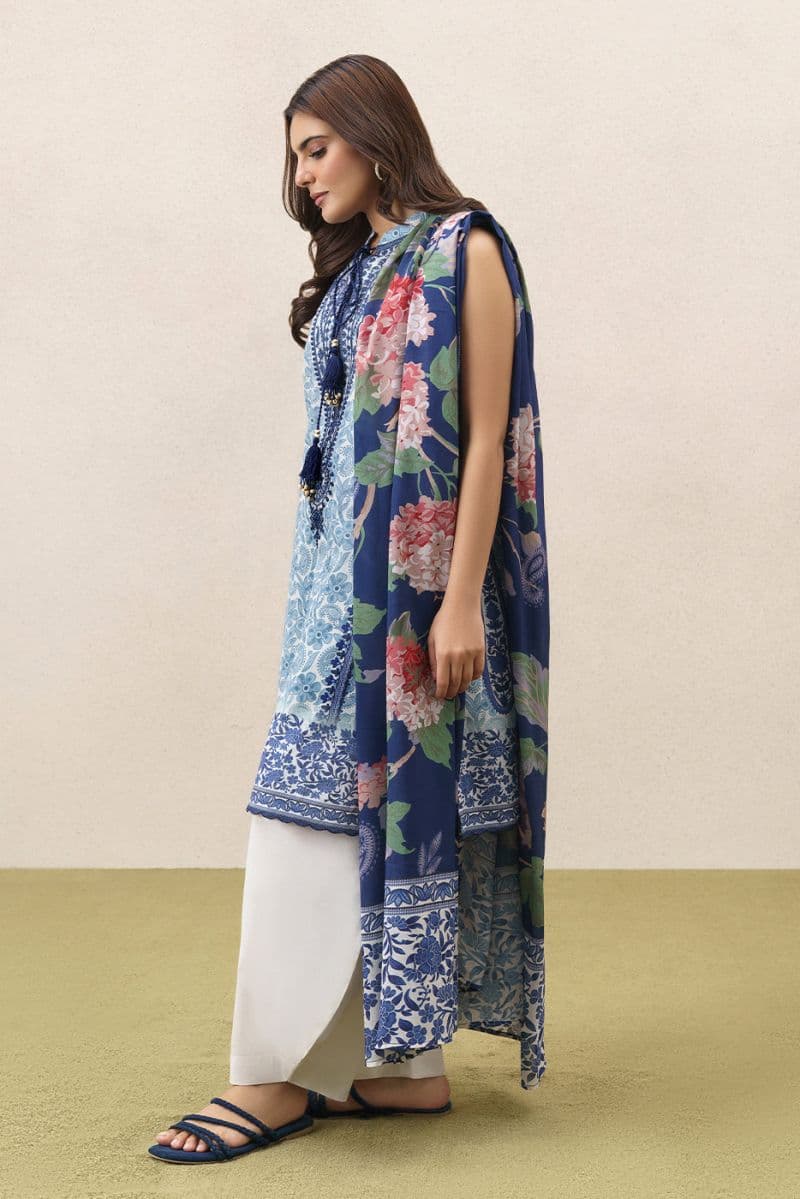 3 PIECE EMBROIDERED LAWN SUIT-AZURE DUSK (UNSTITCHED) thumbnail