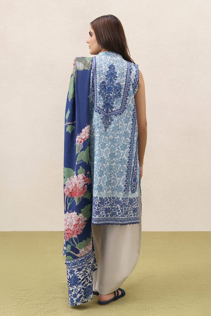3 PIECE EMBROIDERED LAWN SUIT-AZURE DUSK (UNSTITCHED) thumbnail
