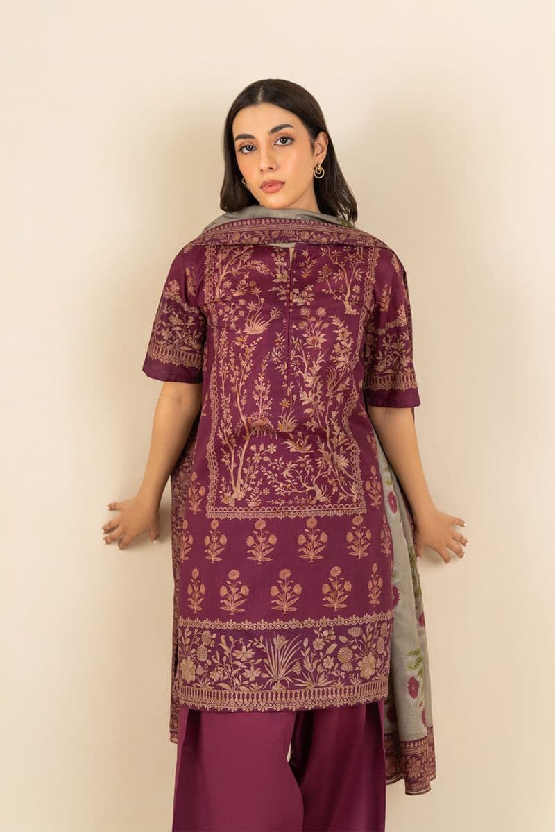 3 PIECE PRINTED LAWN SUIT-SAGE DEW ( UNSTITCHED ) thumbnail