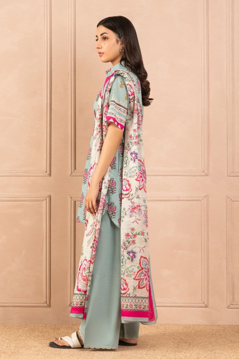 3 PIECE PRINTED LAWN SUIT-INDIGO GLAZE ( UNSTITCHED ) thumbnail