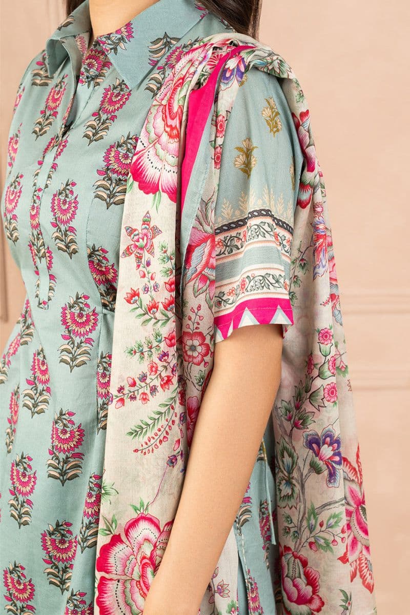 3 PIECE PRINTED LAWN SUIT-INDIGO GLAZE ( UNSTITCHED ) thumbnail