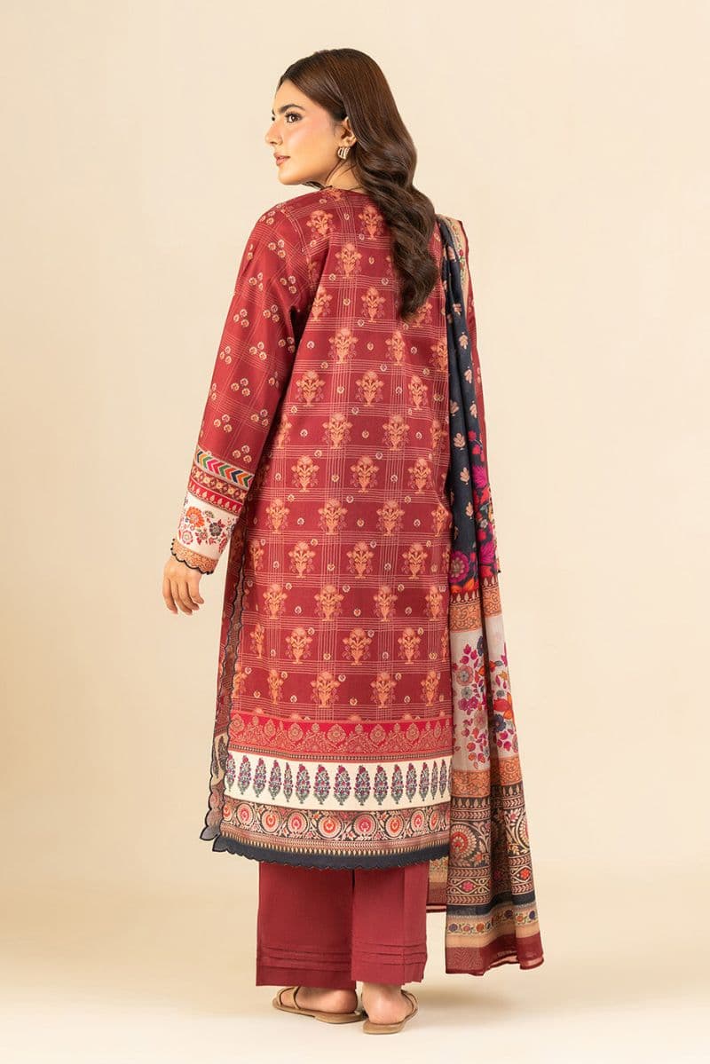 3 PIECE PRINTED LAWN SUIT-SCARLET EMBER (UNSTITCHED) thumbnail