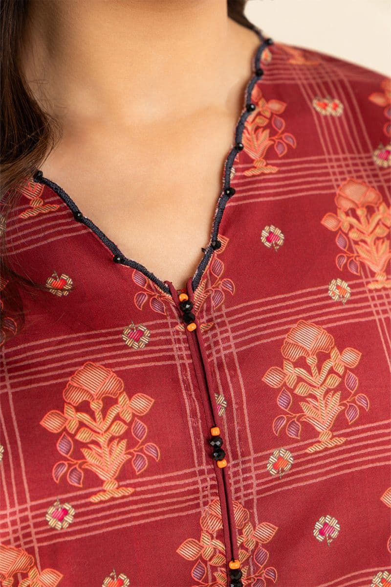 3 PIECE PRINTED LAWN SUIT-SCARLET EMBER (UNSTITCHED) thumbnail