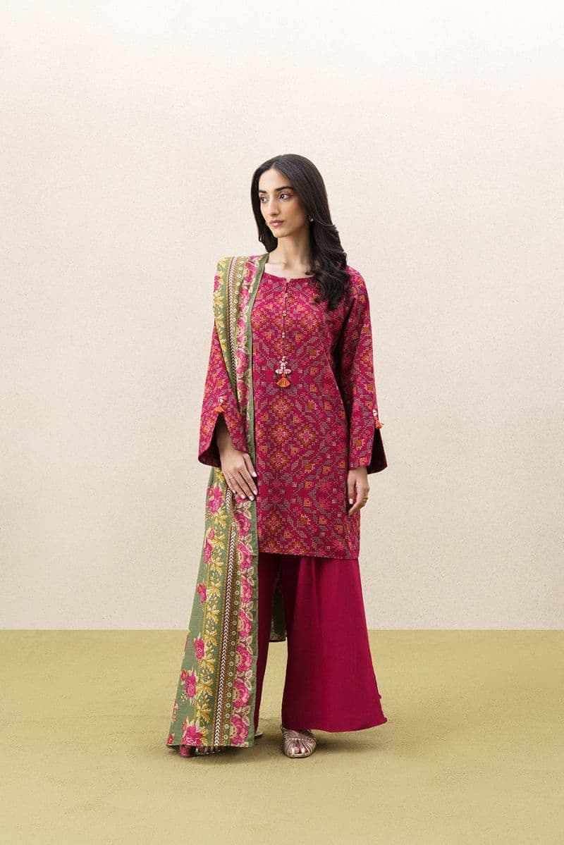 3 PIECE PRINTED KHADDAR SUIT-ORNATE HAZE (UNSTITCHED) thumbnail