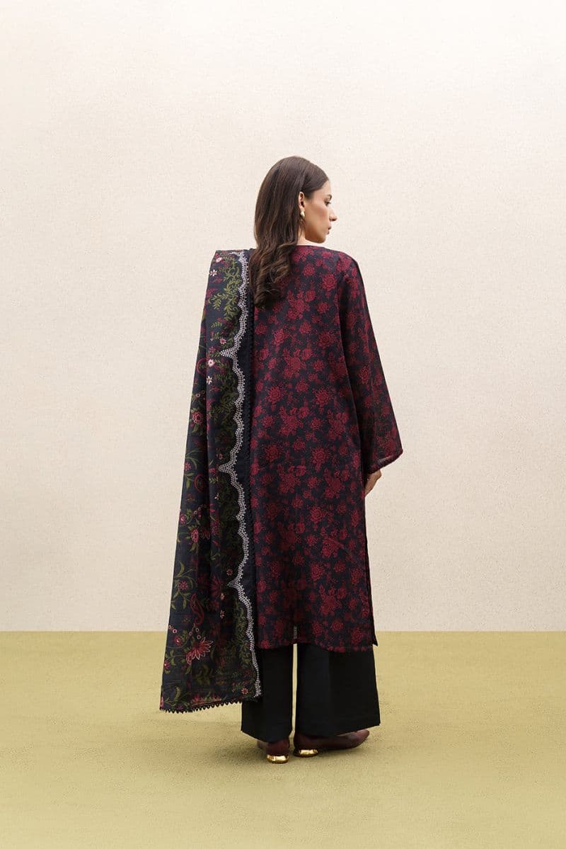3 PIECE PRINTED KHADDAR SUIT-CRIMSON AFFAIR (UNSTITCHED) thumbnail
