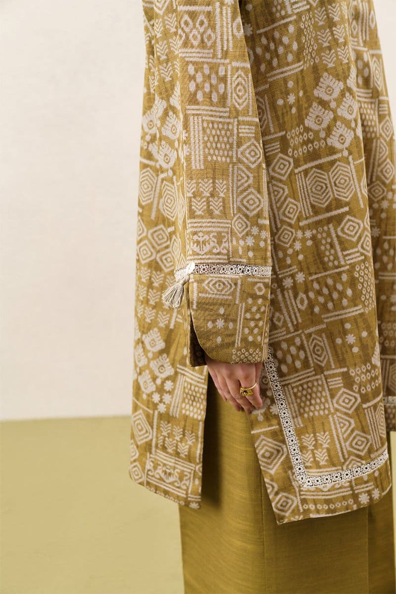 3 PIECE PRINTED KHADDAR SUIT-BURNT UMBER (UNSTITCHED) thumbnail