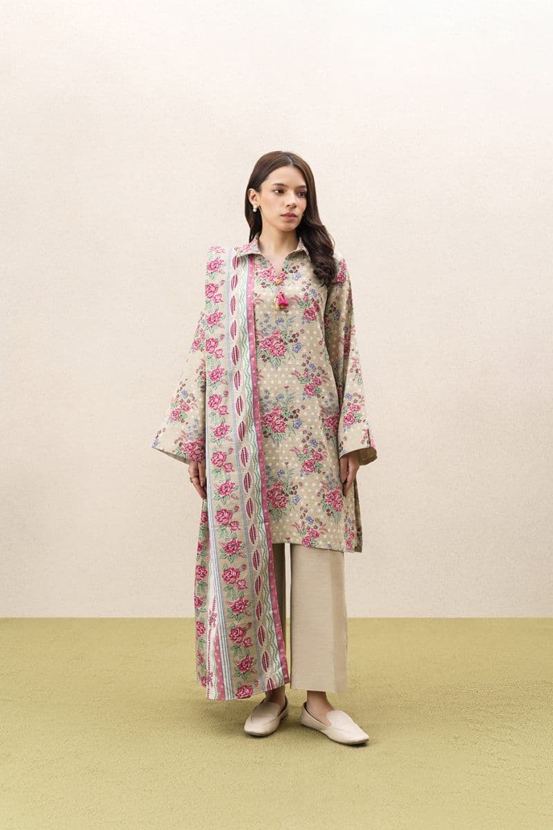 3 PIECE EMBROIDERED KHADDAR SUIT-AUTUMN BREEZE (UNSTITCHED) thumbnail