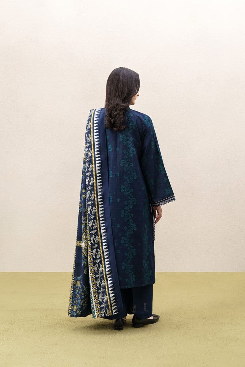3 PIECE EMBROIDERED KHADDAR SUIT WITH SHAWL-NIGHT WHISPER (UNSTITCHED) thumbnail