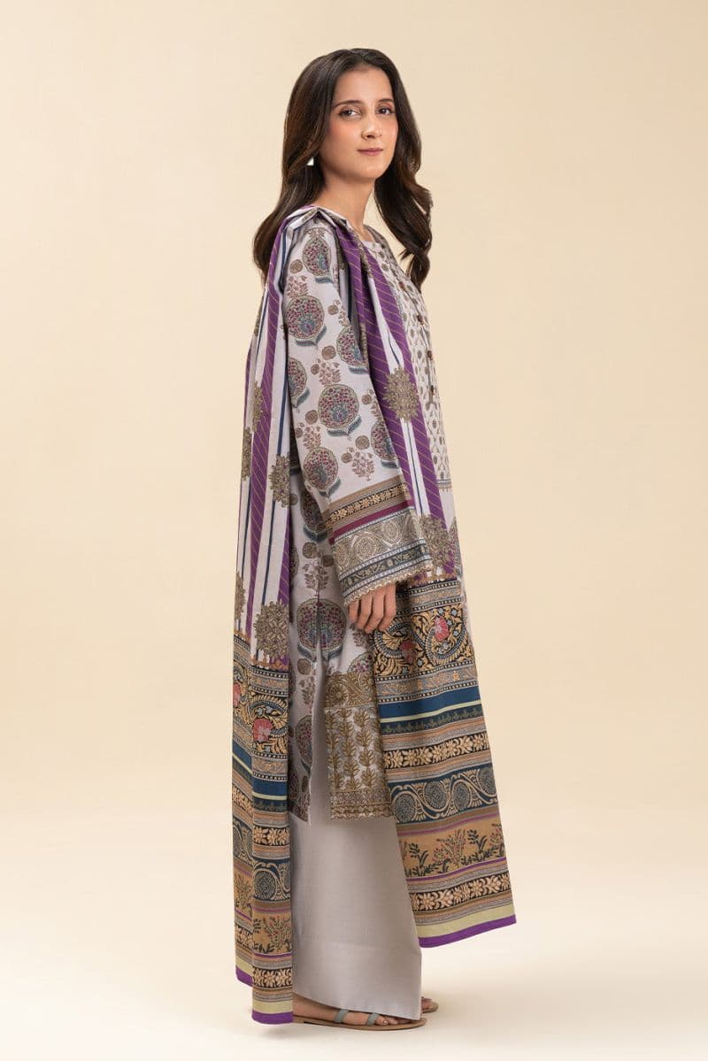 3 PIECE EMBROIDERED LAWN SUIT-SMOKY GLEAM (UNSTITCHED) thumbnail