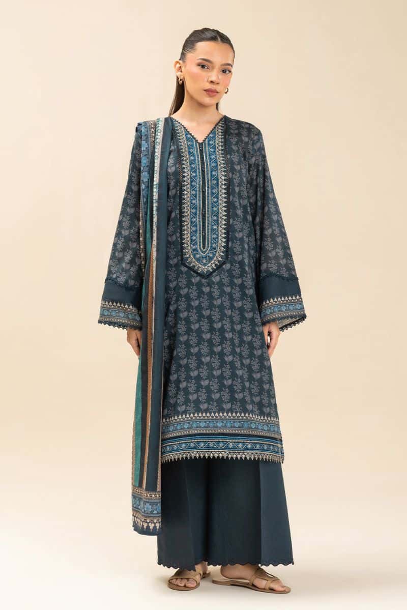 3 PIECE EMBROIDERED LAWN SUIT-MIDNIGHT TRADITION (UNSTITCHED) - alternate view