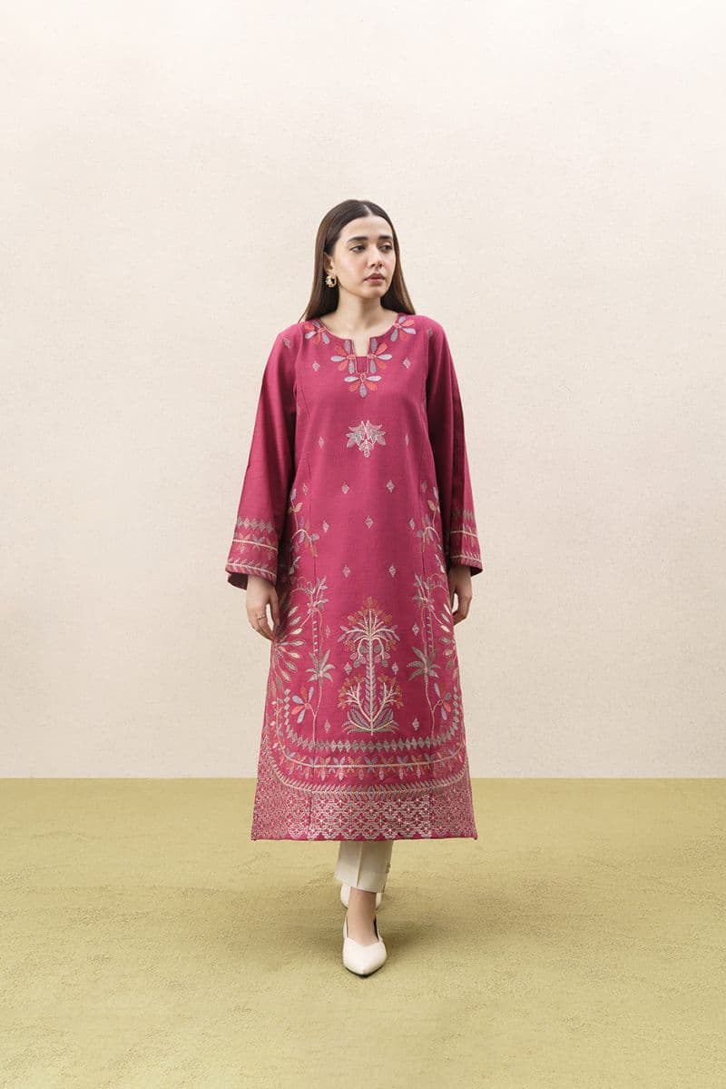 EMBROIDERED TWO WAY SLUB SHIRT (PRET) thumbnail