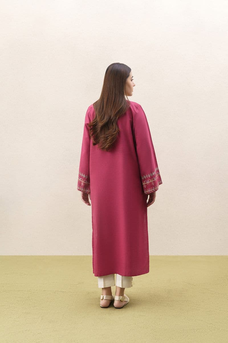 EMBROIDERED TWO WAY SLUB SHIRT (PRET) thumbnail