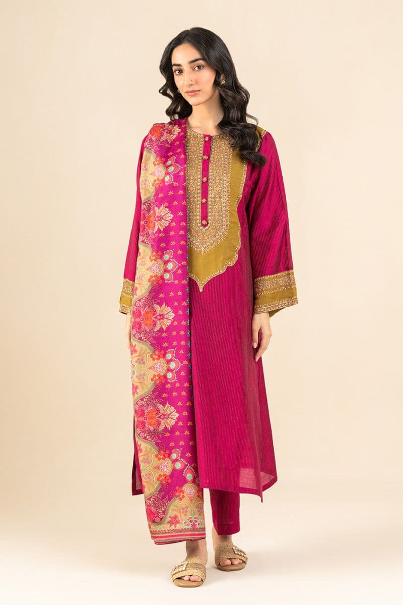 2 PIECE EMBROIDERED TWO TONE MISSOURI SUIT (PRET) thumbnail