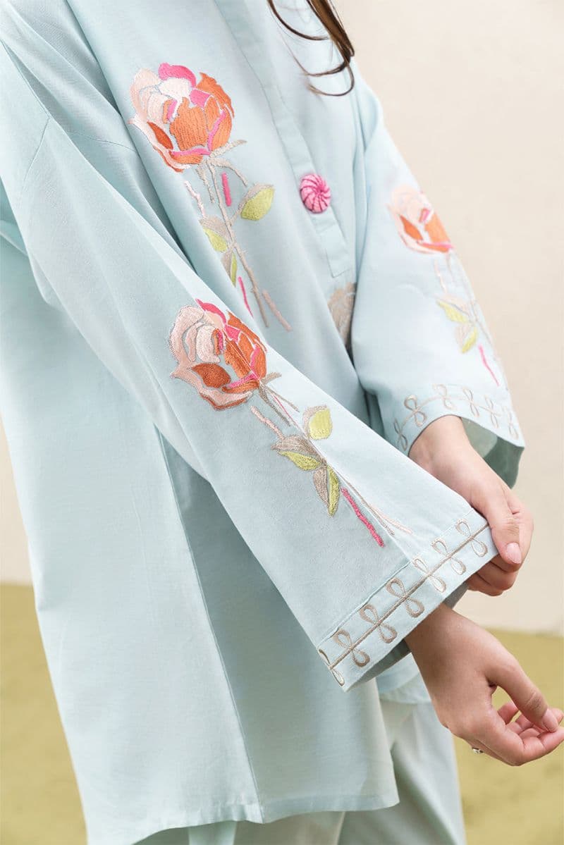 2 PIECE EMBROIDERED FANCY COTTON SUIT (PRET) thumbnail