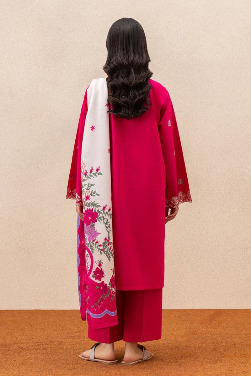 3 PIECE EMBROIDERED TWO WAY SLUB SUIT (HIGH CASUAL) thumbnail