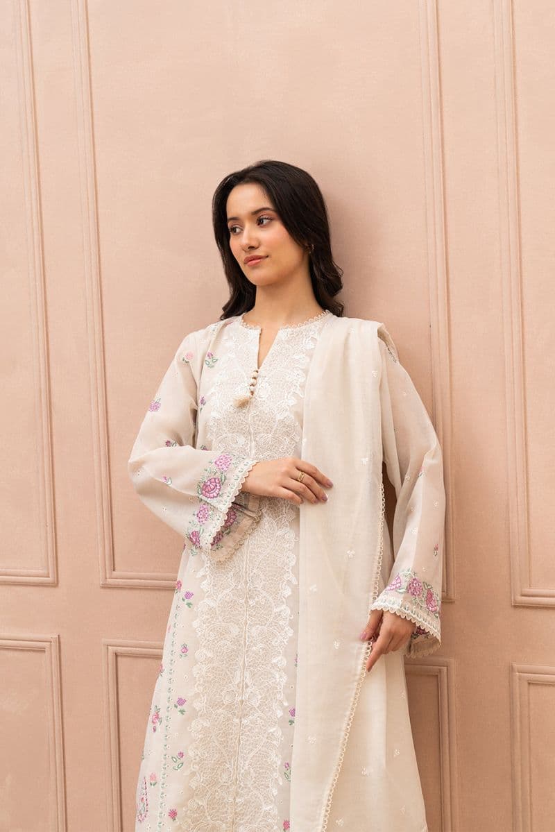 3 PIECE EMBROIDERED PAPER COTTON SUIT (HIGH CASUAL) thumbnail