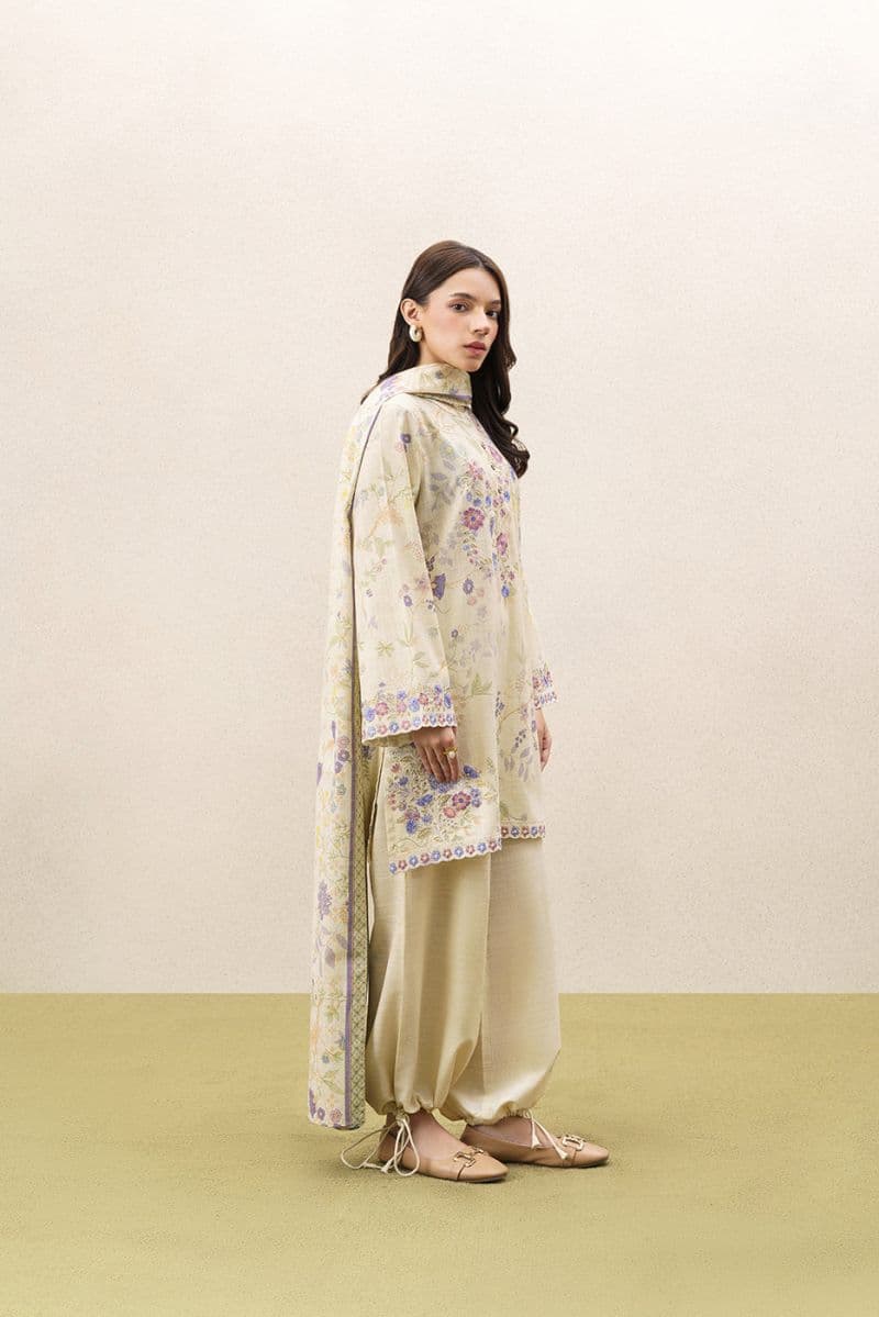 3 Piece Embroidered Khaddar Suit - Celestial Haze Unstitched thumbnail
