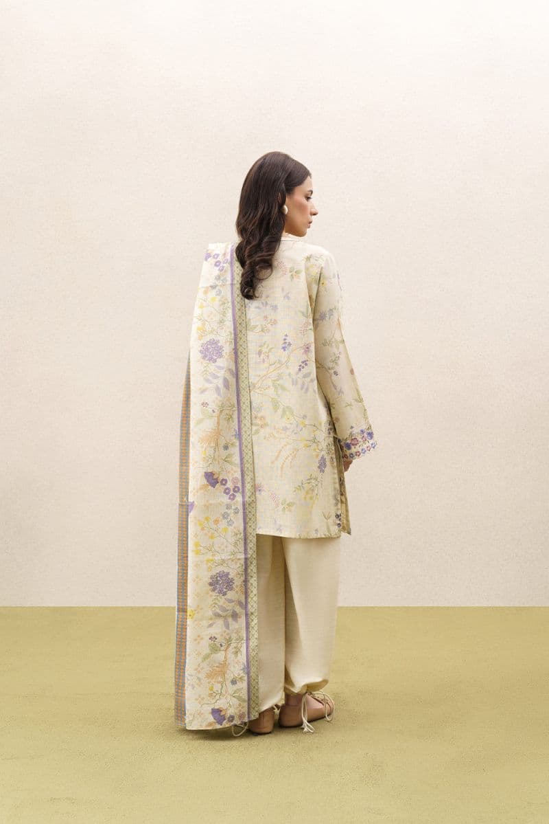 3 Piece Embroidered Khaddar Suit - Celestial Haze Unstitched thumbnail