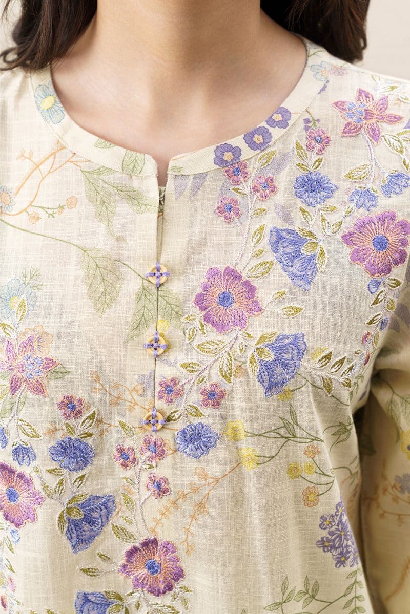 3 Piece Embroidered Khaddar Suit - Celestial Haze Unstitched thumbnail