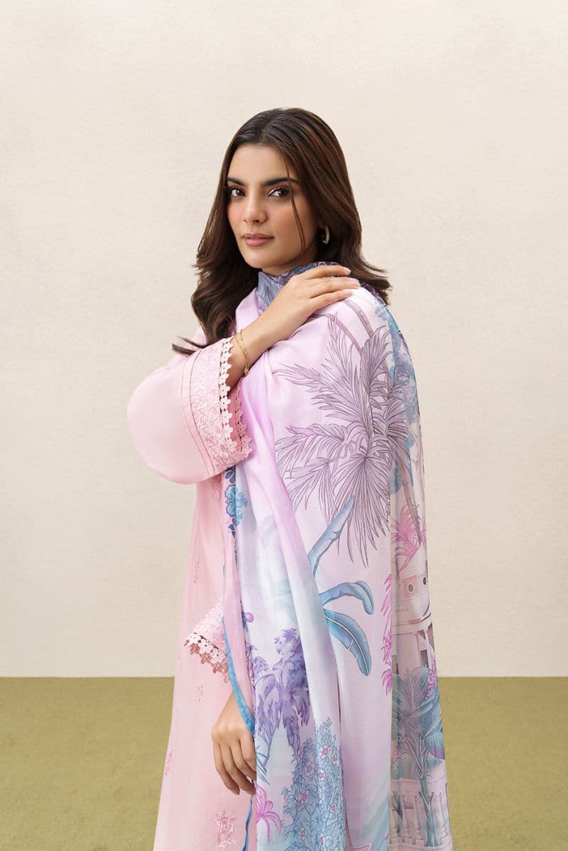 3 Piece Embroidered Lawn Suit - Petal Blush Unstitched thumbnail