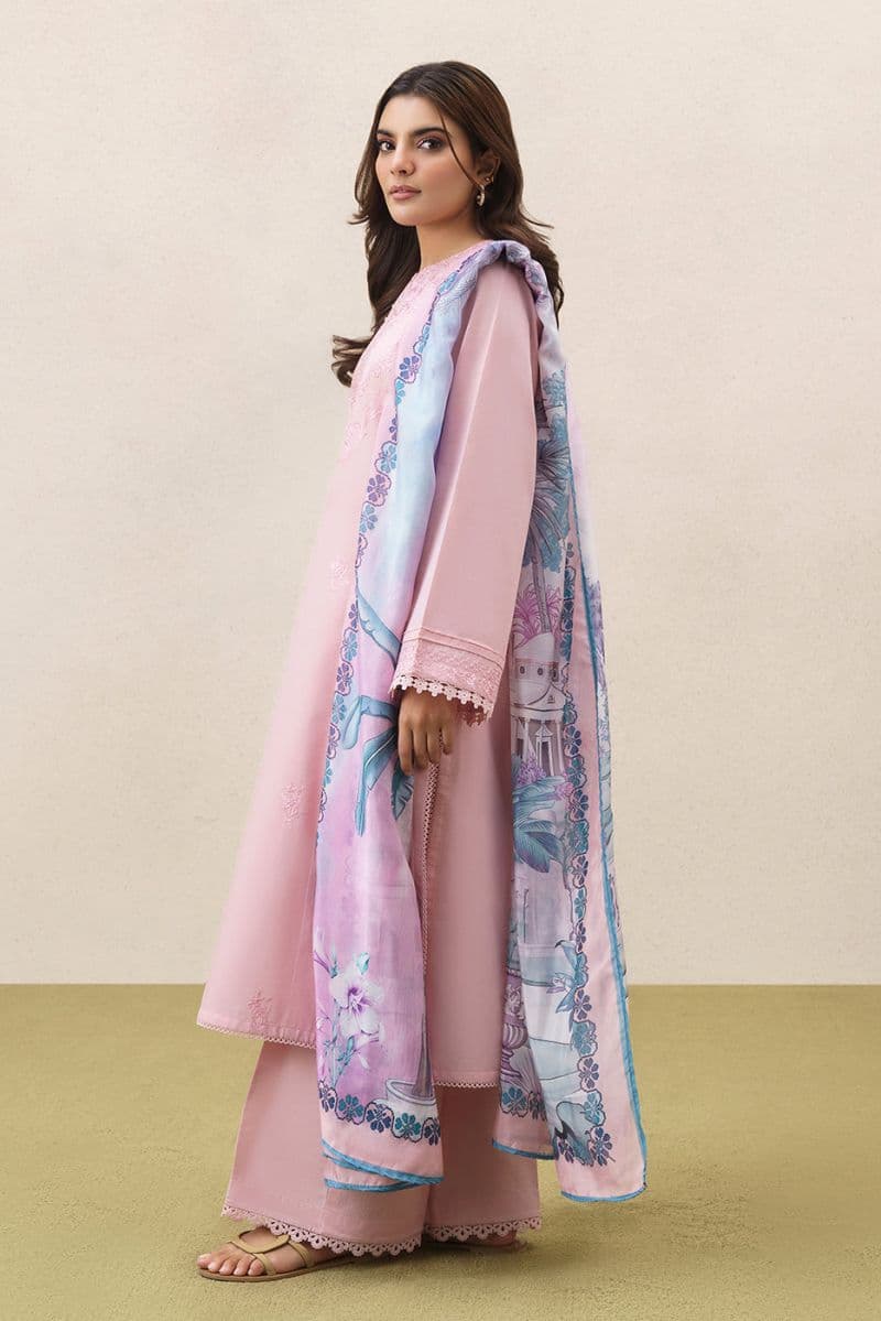 3 Piece Embroidered Lawn Suit - Petal Blush Unstitched thumbnail