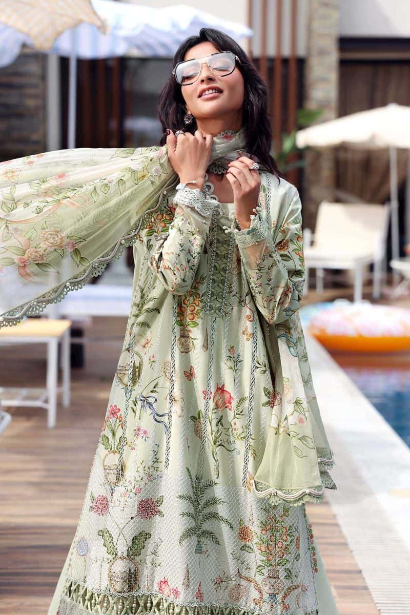 3 Piece Unstitched Embroidered Lawn Suit - alternate view