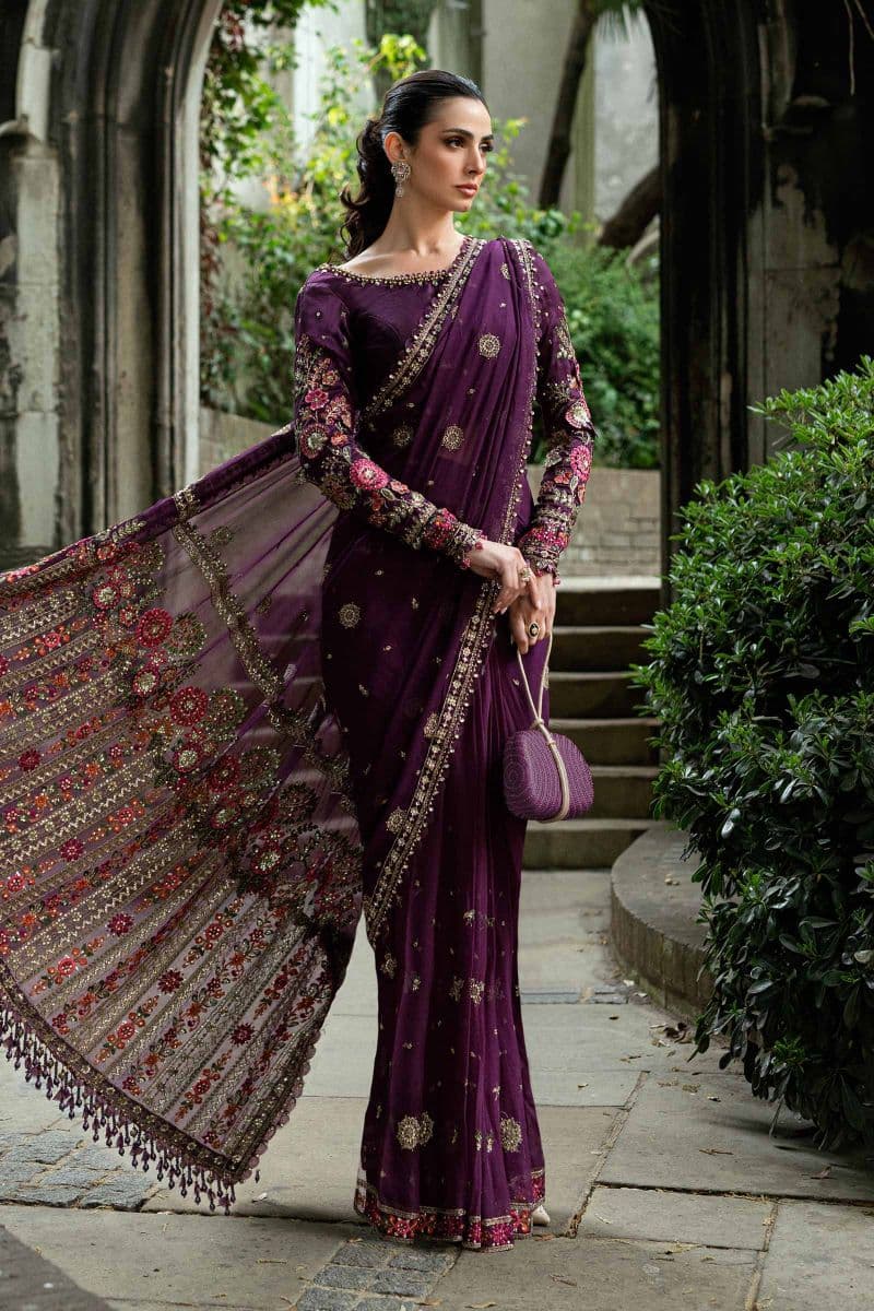 Unstitched Embroidered Chiffon Saree thumbnail