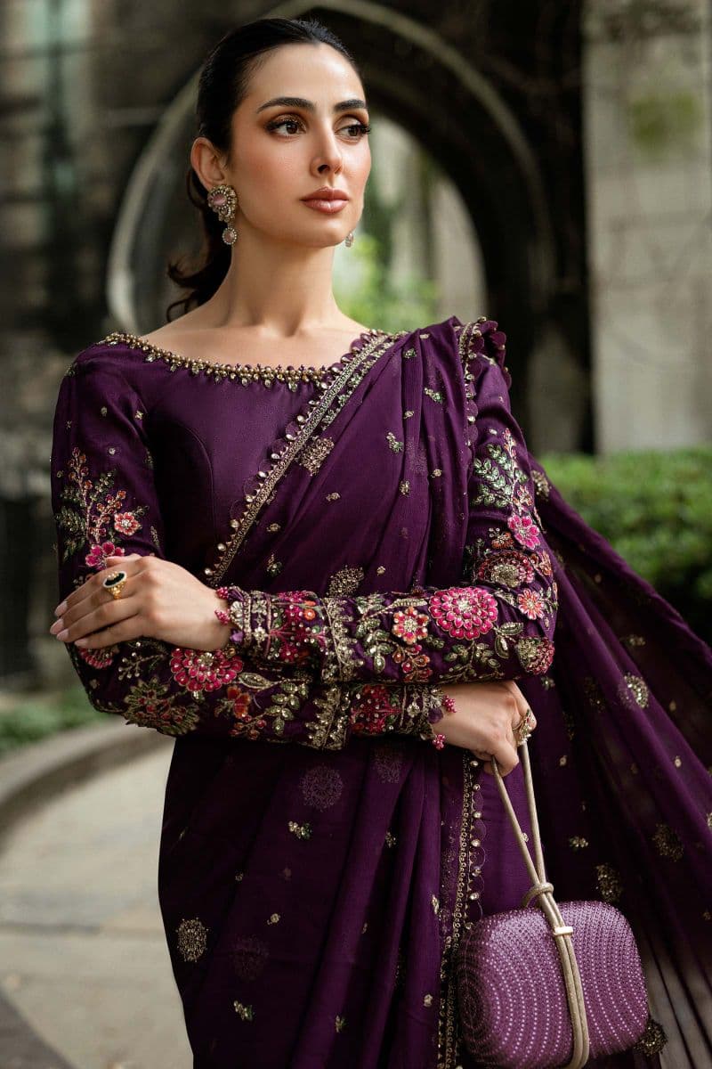 Unstitched Embroidered Chiffon Saree thumbnail