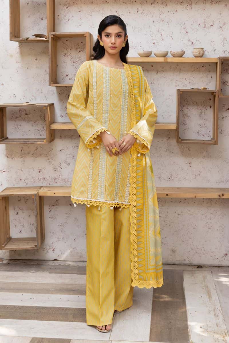 3 Pc Unstitched Printed Lawn Suit - alternate view