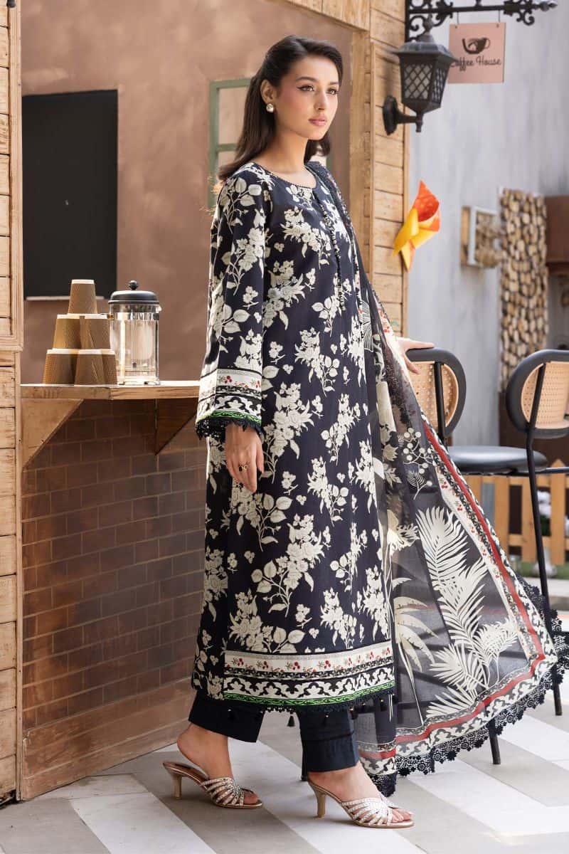 3 Pc Unstitched Printed Lawn Suit - alternate view