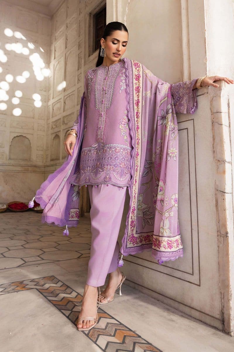 3 Pc Unstitched Embroidered Silk Cotton Net Suit thumbnail