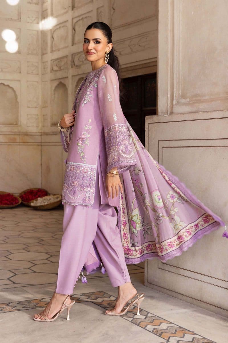 3 Pc Unstitched Embroidered Silk Cotton Net Suit thumbnail