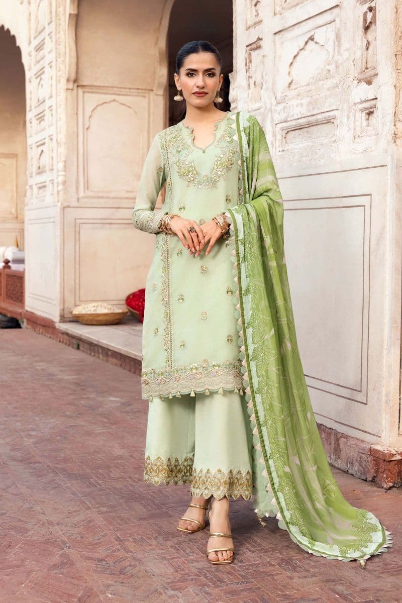 3 Pc Unstitched Embroidered Silk Cotton Net Suit thumbnail