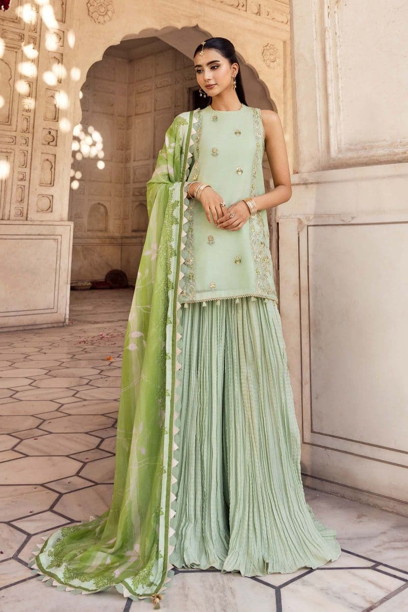 3 Pc Unstitched Embroidered Silk Cotton Net Suit thumbnail