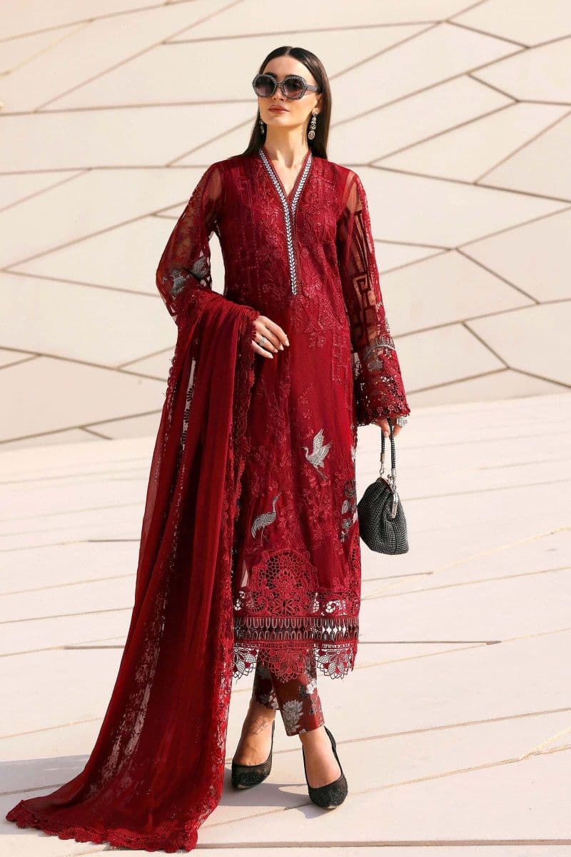 3 Piece Unstitched Embroidered Net Suit thumbnail