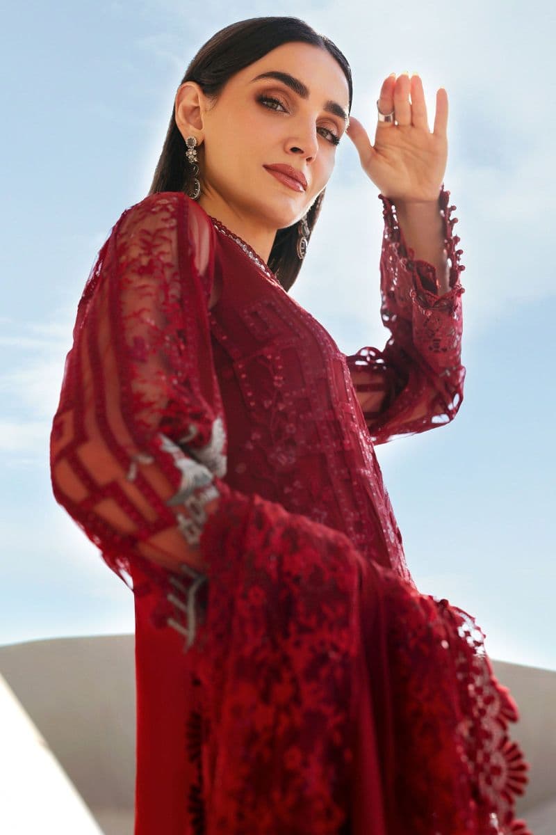 3 Piece Unstitched Embroidered Net Suit thumbnail