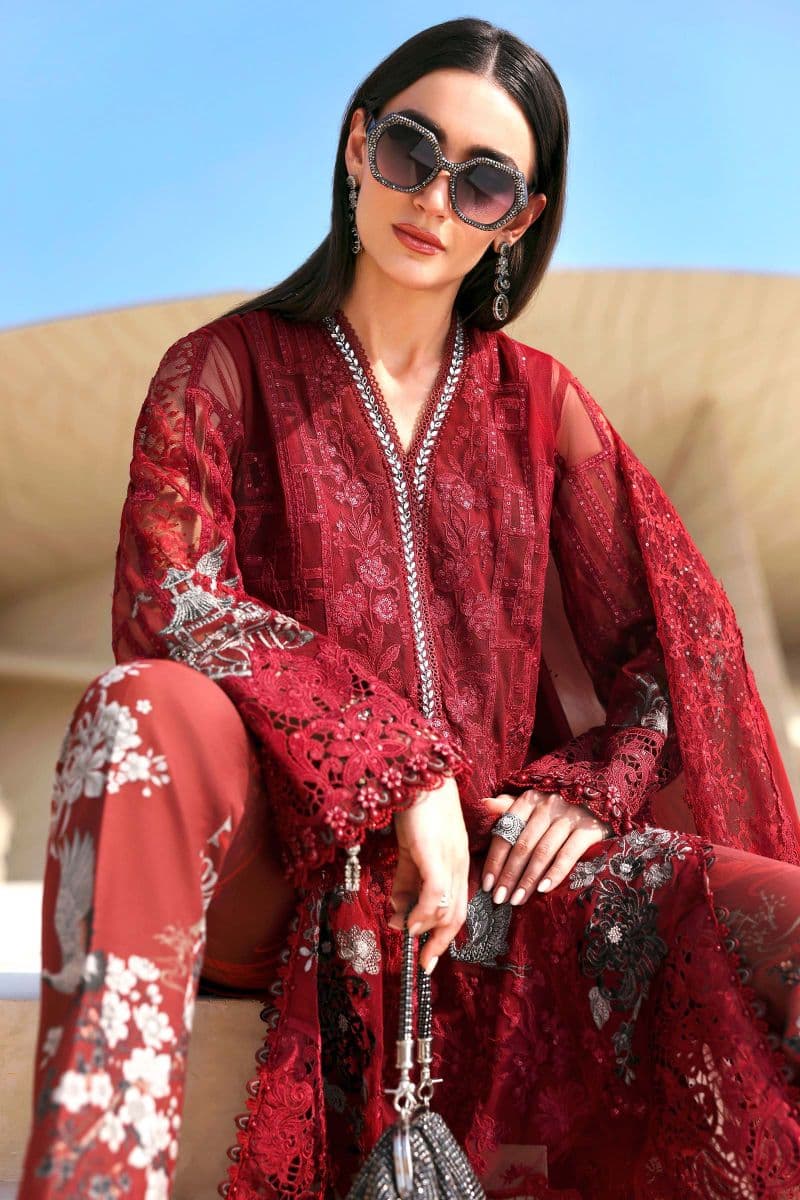 3 Piece Unstitched Embroidered Net Suit thumbnail